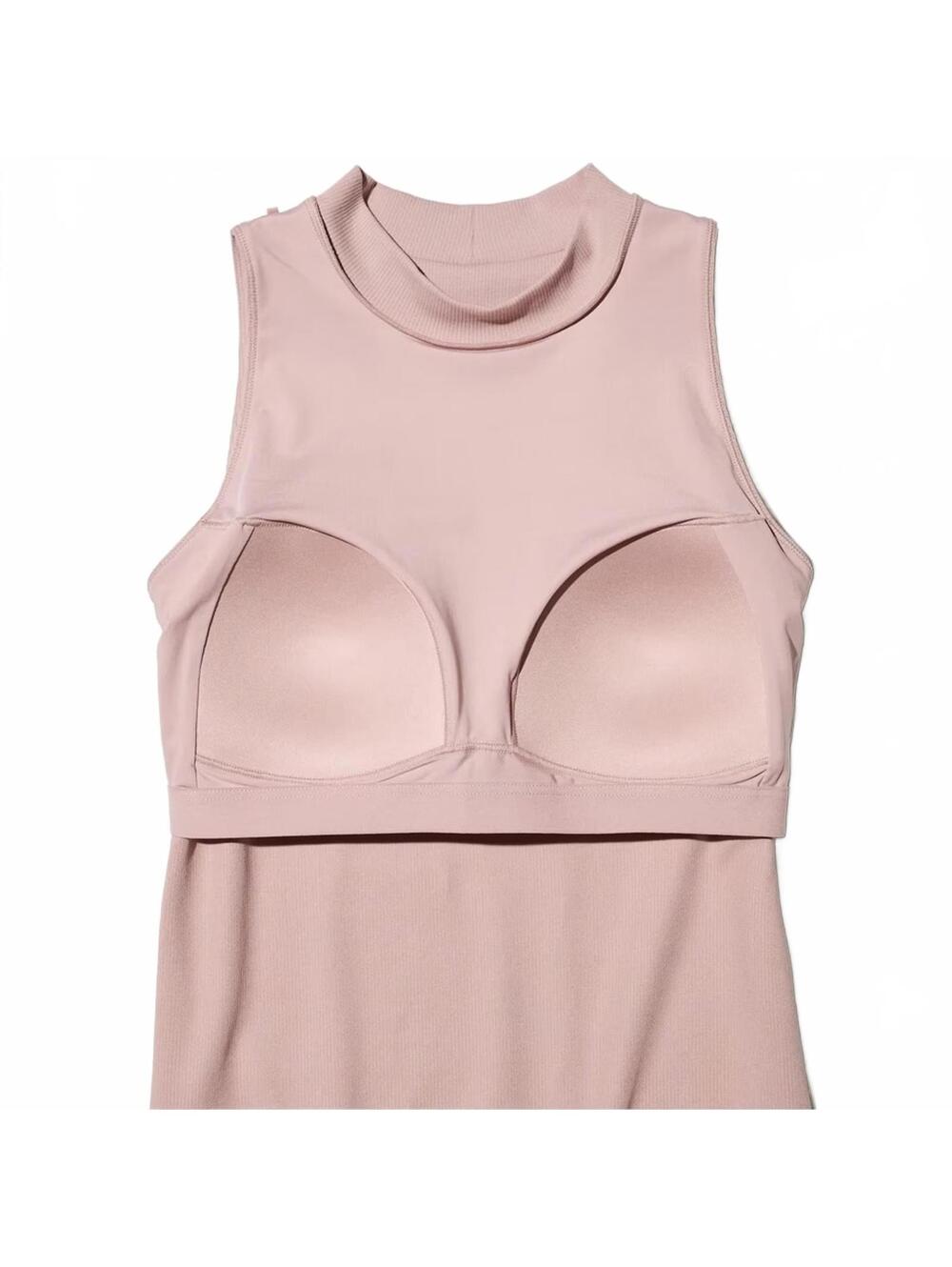 Uniqlo AIRism Built-In Bra Sleeveless Dress Midi NWT Pink XS - Picture 3 of 6
